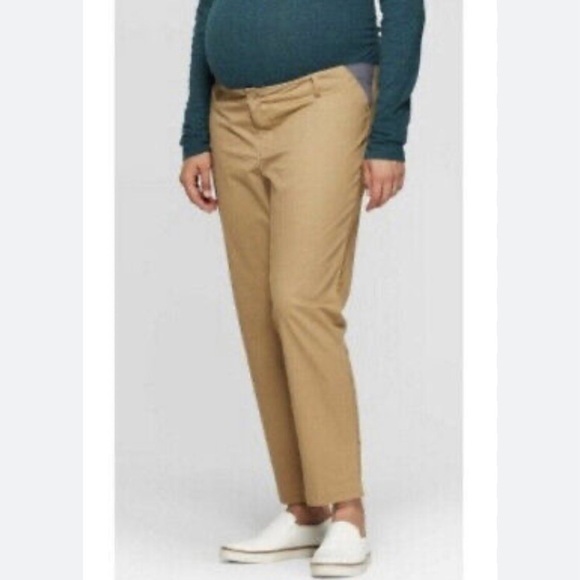Ingrid Isabel Maternity Skinny Under Belly Cropped Stretch Khaki Pants Size 14 - Picture 3 of 12